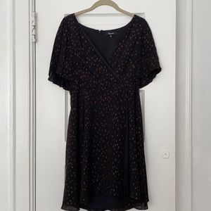 Madewell black dress with gold/brown Polka dots